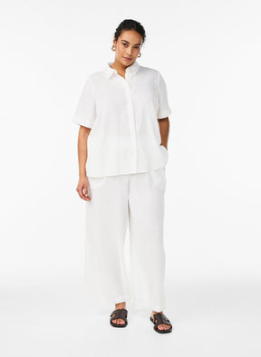 Zizzi Line Trousers in White 