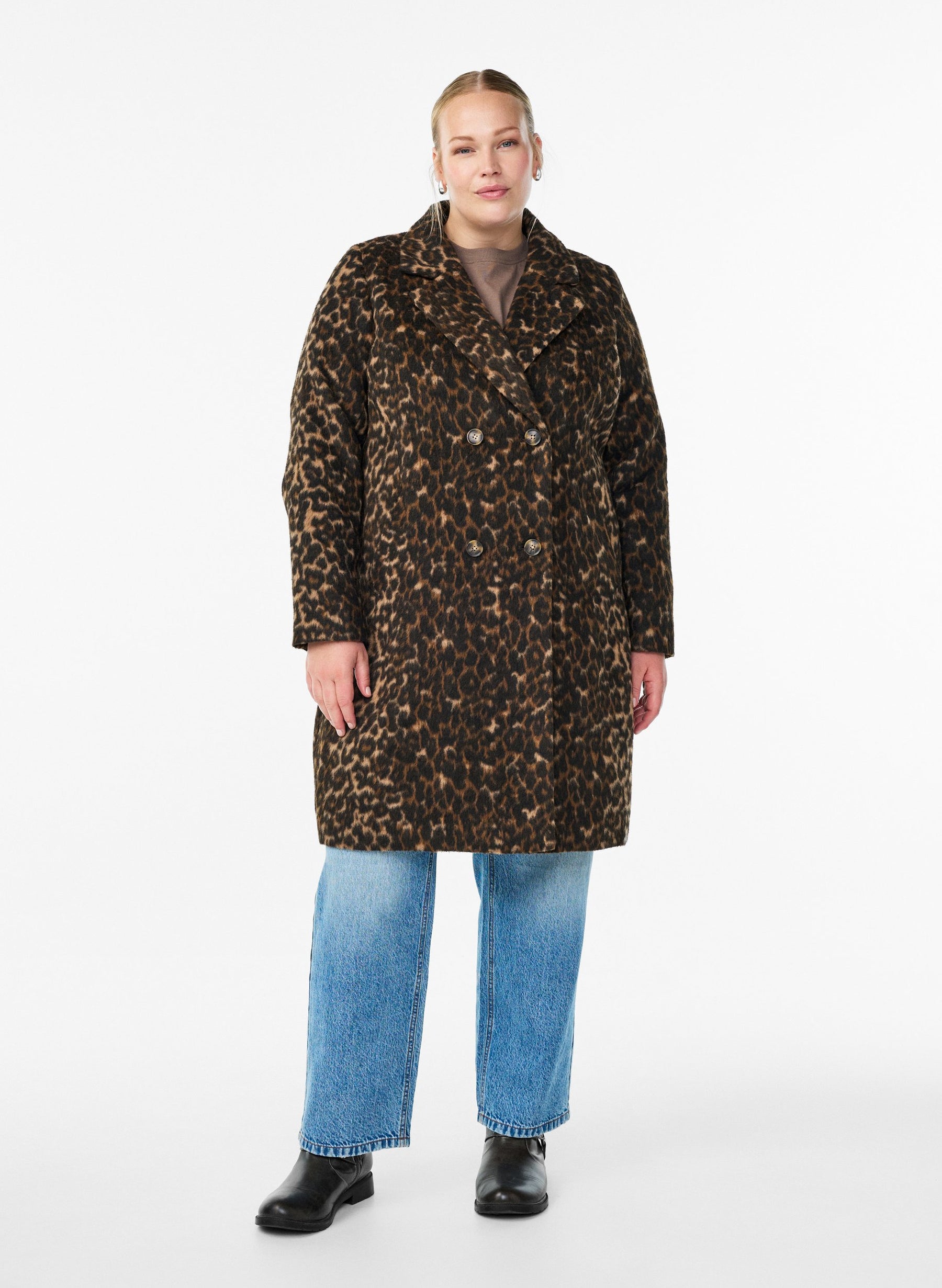 Zizzi Liva Coat in Leopard Print