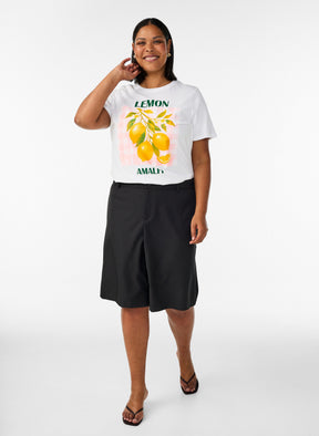 Zizzi Liz T-Shirt in White Lemon 