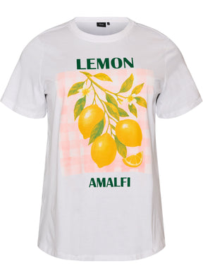 Zizzi Liz T-Shirt in White Lemon 