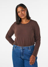 Zizzi Long Sleeve Top in Coffee Bean 