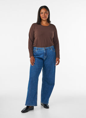 Zizzi Long Sleeve Top in Coffee Bean 