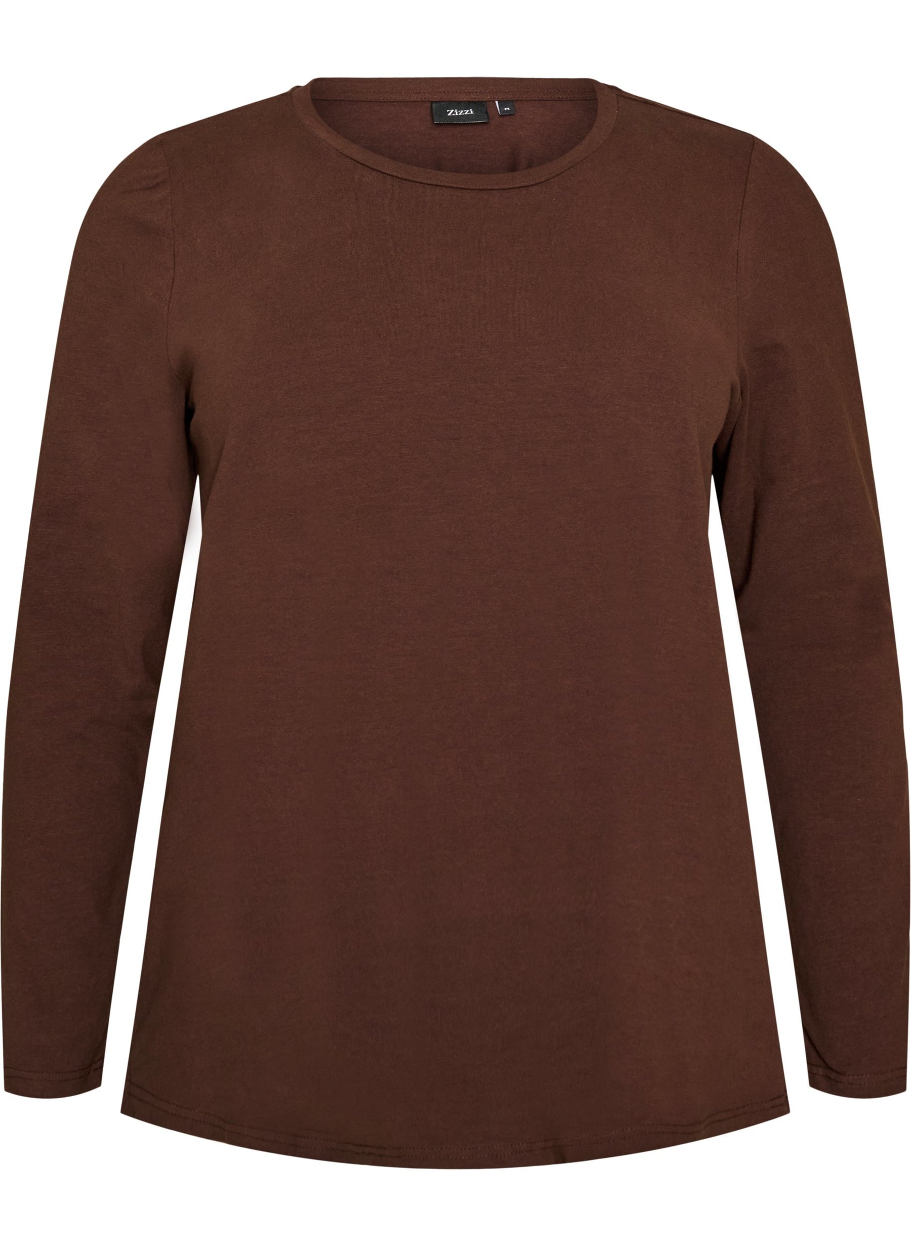 Zizzi Long Sleeve Top in Coffee Bean 
