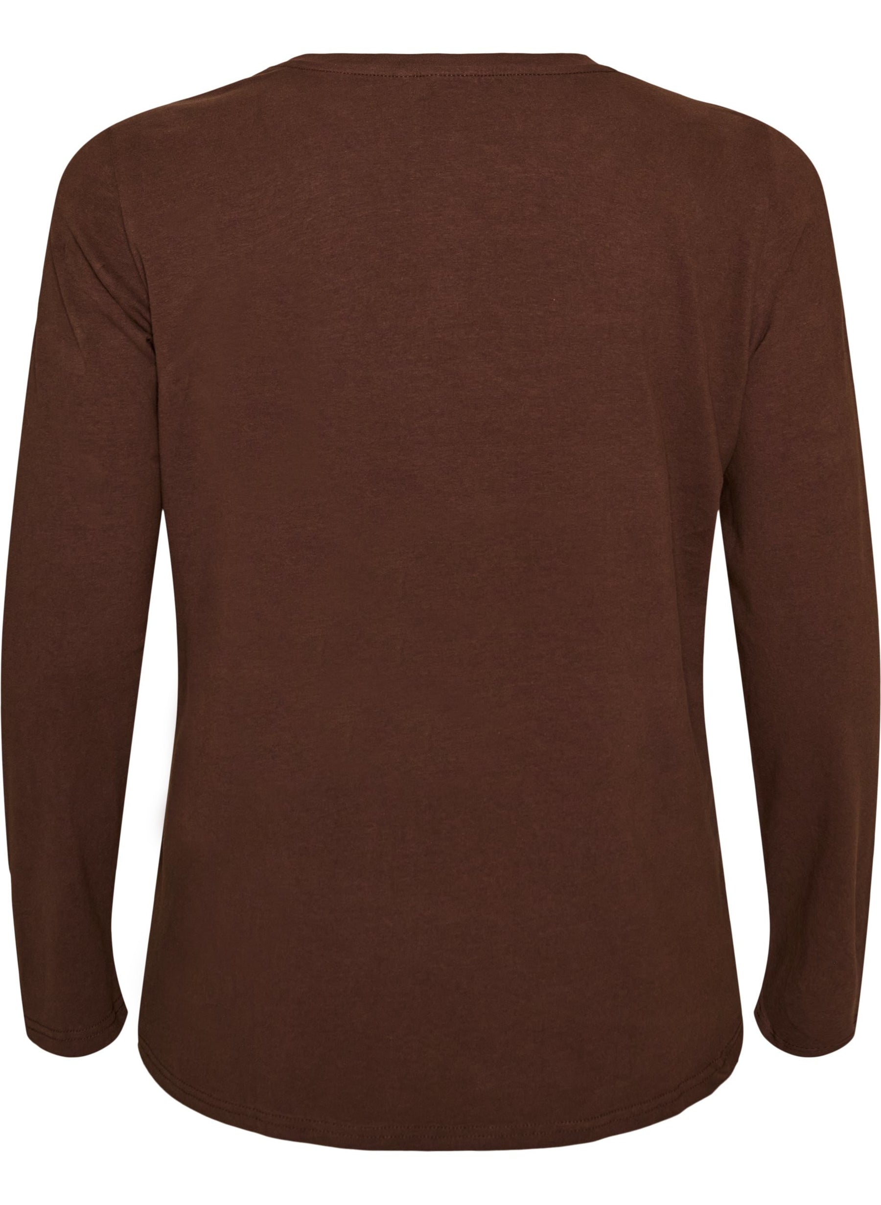 Zizzi Long Sleeve Top in Coffee Bean 