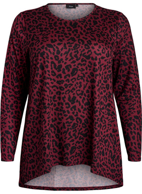 Zizzi Lucca Top in Wine Leopard