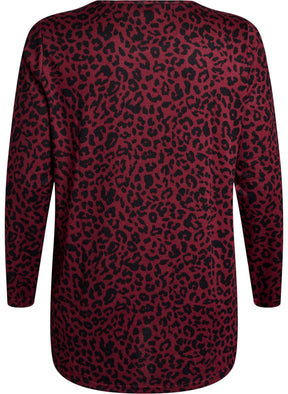 Zizzi Lucca Top in Wine Leopard