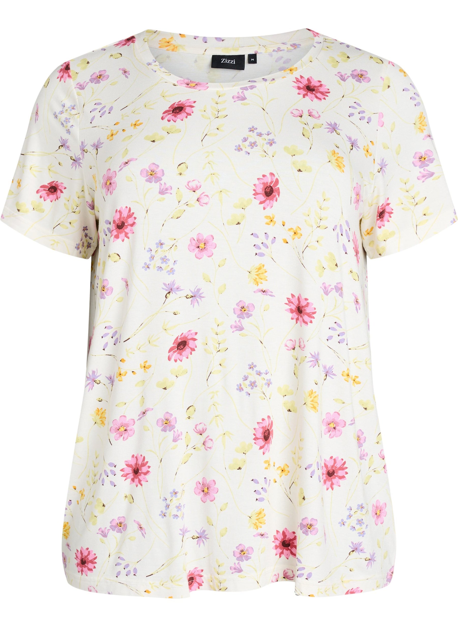 Zizzi Malis Floral T-Shirt in Cream 