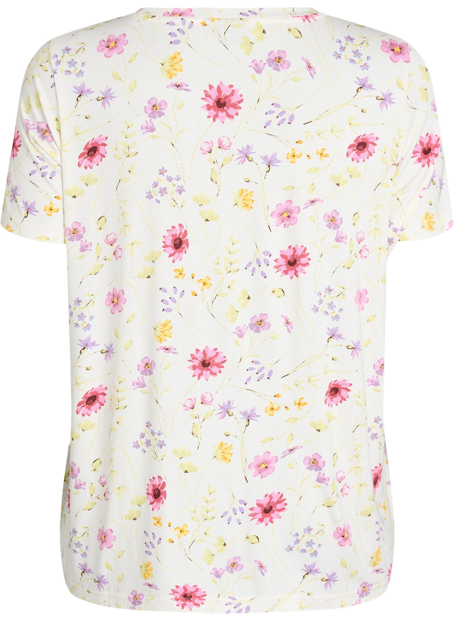 Zizzi Malis Floral T-Shirt in Cream 