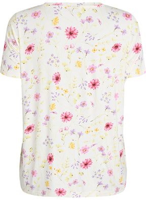 Zizzi Malis Floral T-Shirt in Cream 