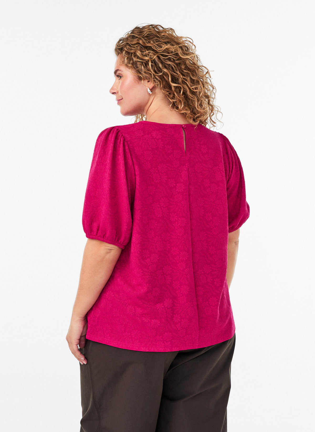 Zizzi Mina Blouse in Pink Sangria 