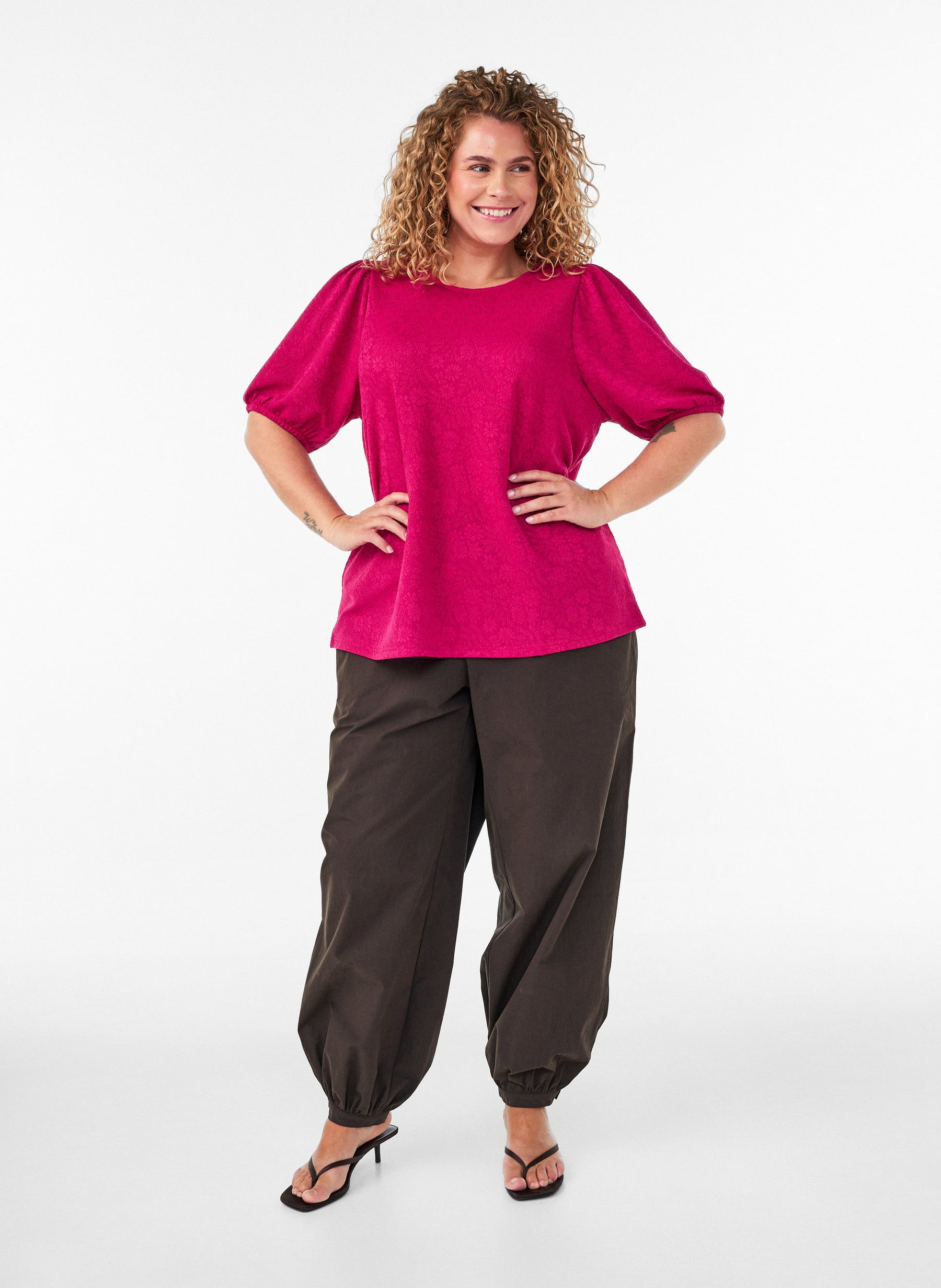 Zizzi Mina Blouse in Pink Sangria 
