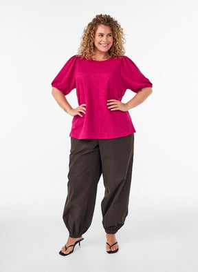 Zizzi Mina Blouse in Pink Sangria 