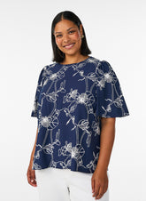 Zizzi Misha Blouse in Navy 