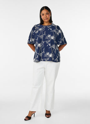 Zizzi Misha Blouse in Navy 