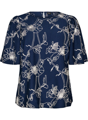 Zizzi Misha Blouse in Navy 