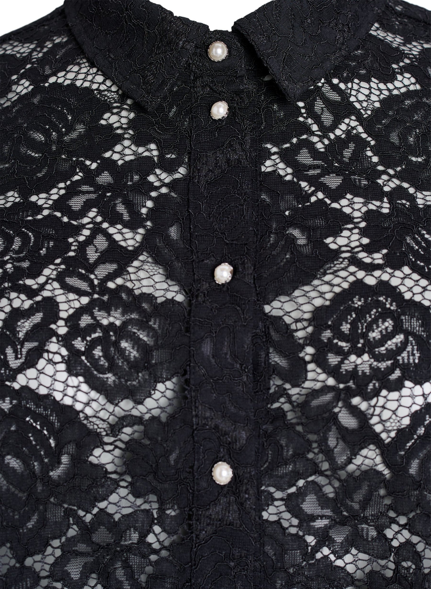 Zizzi Monika Lace Shirt in Black 