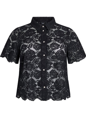 Zizzi Monika Lace Shirt in Black 