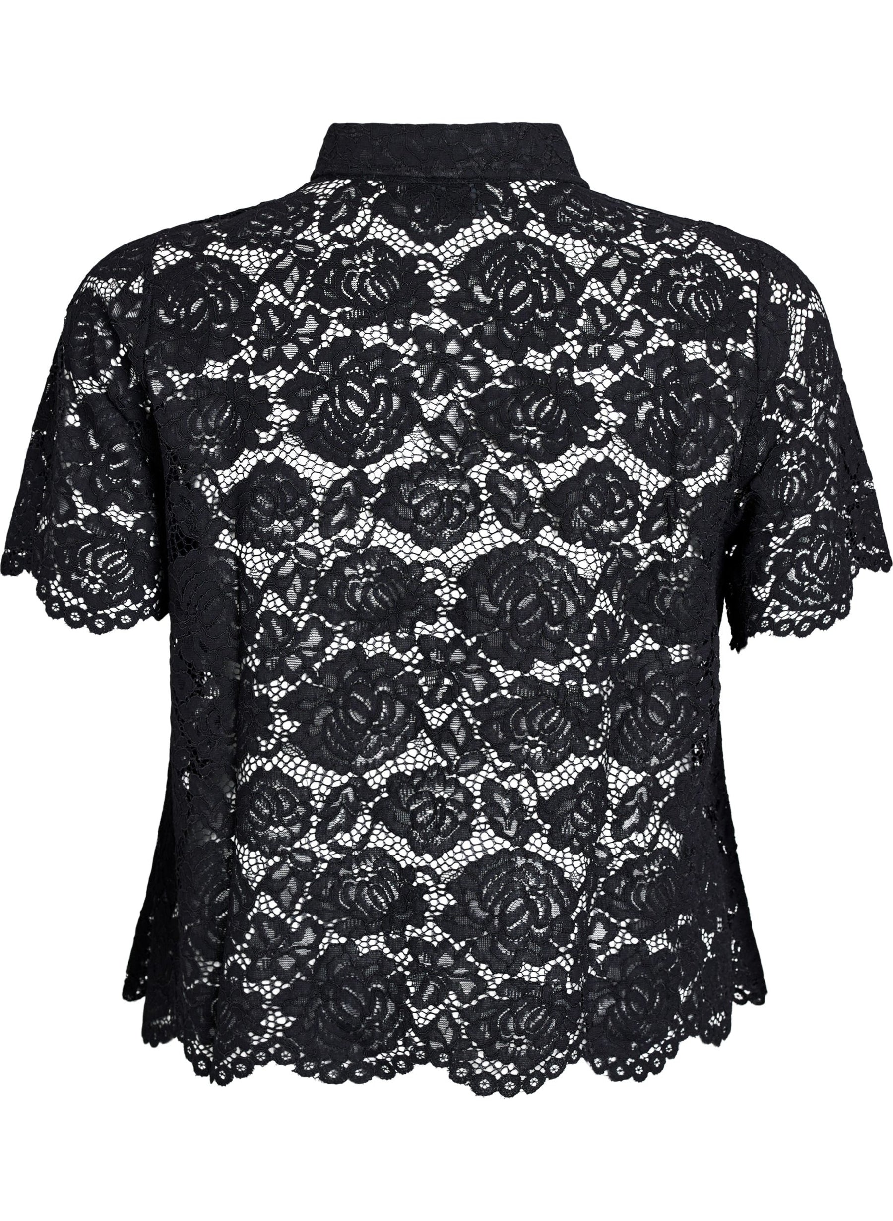 Zizzi Monika Lace Shirt in Black 