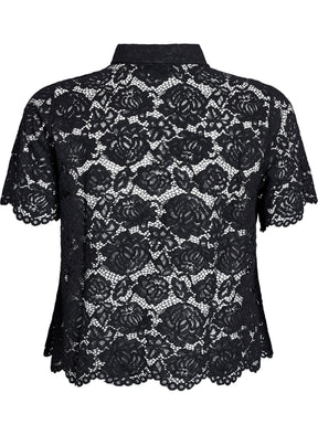 Zizzi Monika Lace Shirt in Black 