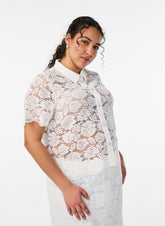 Zizzi Monika Lace Shirt in White 