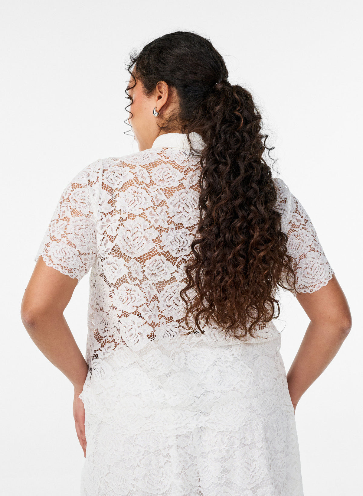 Zizzi Monika Lace Shirt in White 
