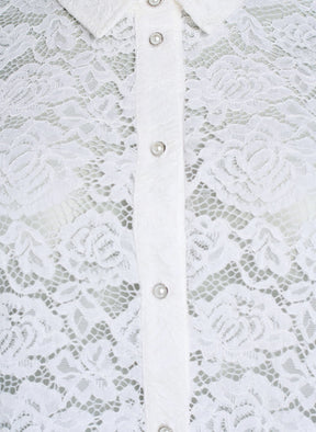 Zizzi Monika Lace Shirt in White 