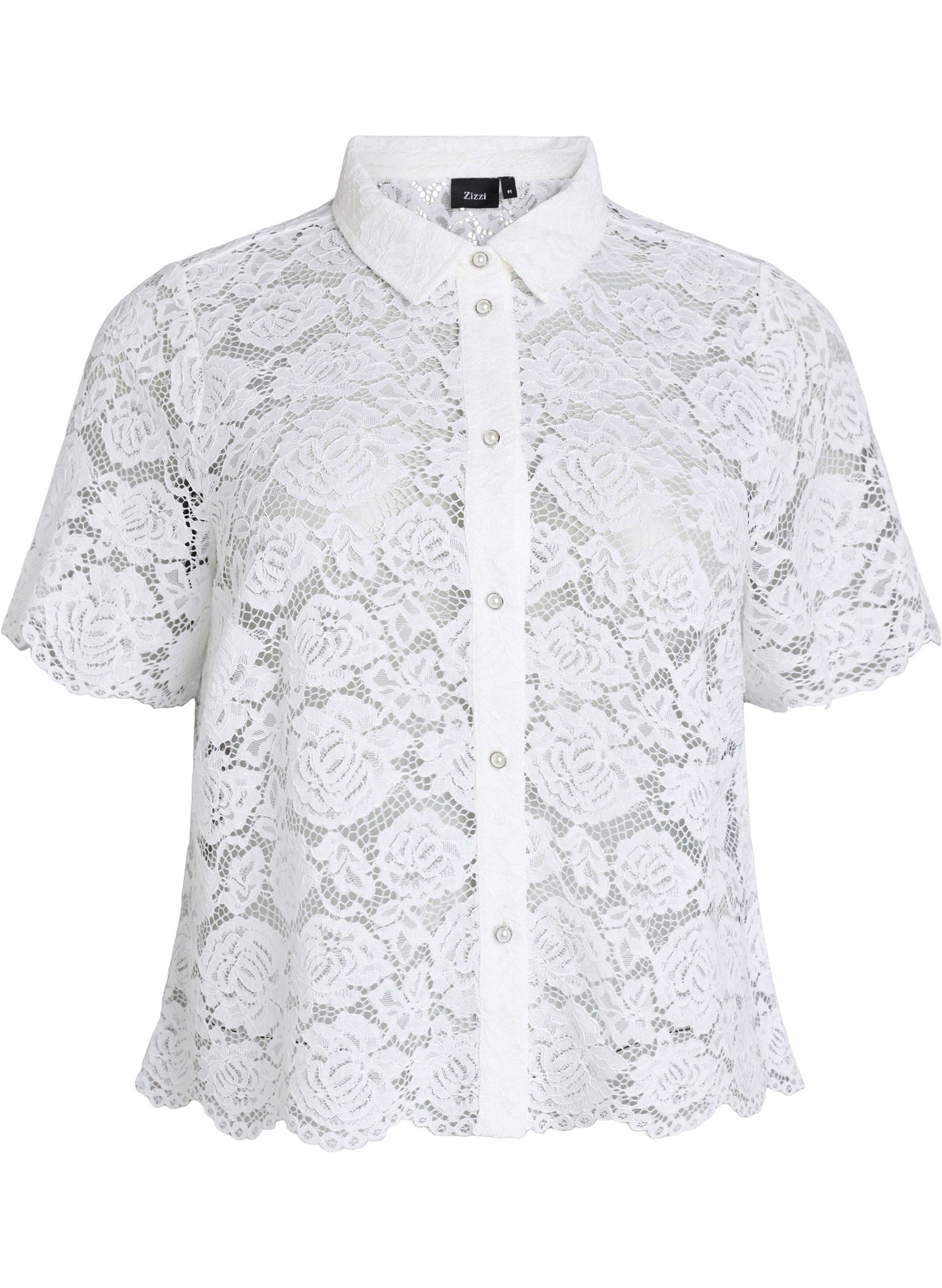 Zizzi Monika Lace Shirt in White 