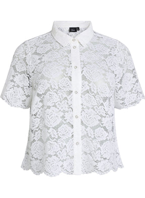 Zizzi Monika Lace Shirt in White 