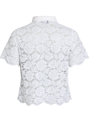 Zizzi Monika Lace Shirt in White 