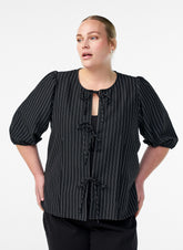 Zizzi Nikita Bow Tie Blouse in Black