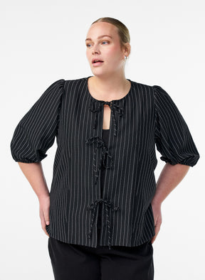 Zizzi Nikita Bow Tie Blouse in Black