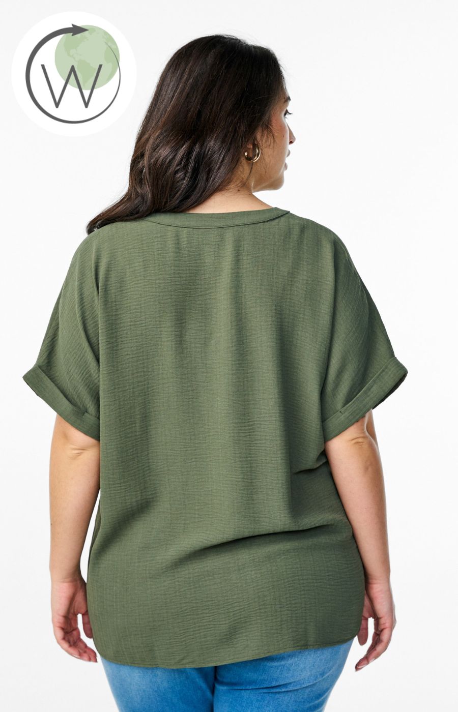 Zizzi Nilla Blouse in Khaki