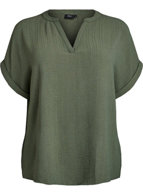 Zizzi Nilla Blouse in Khaki