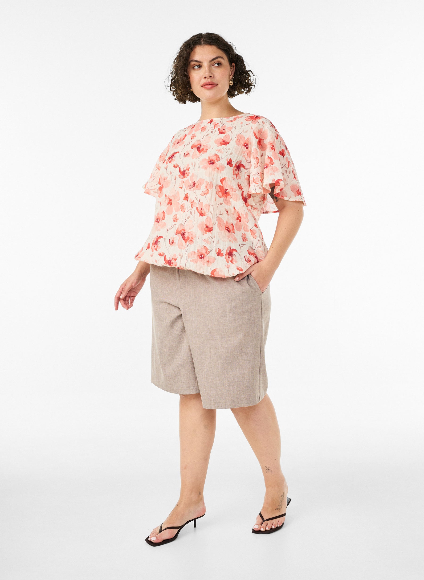 Zizzi Nora Blouse in Blush 
