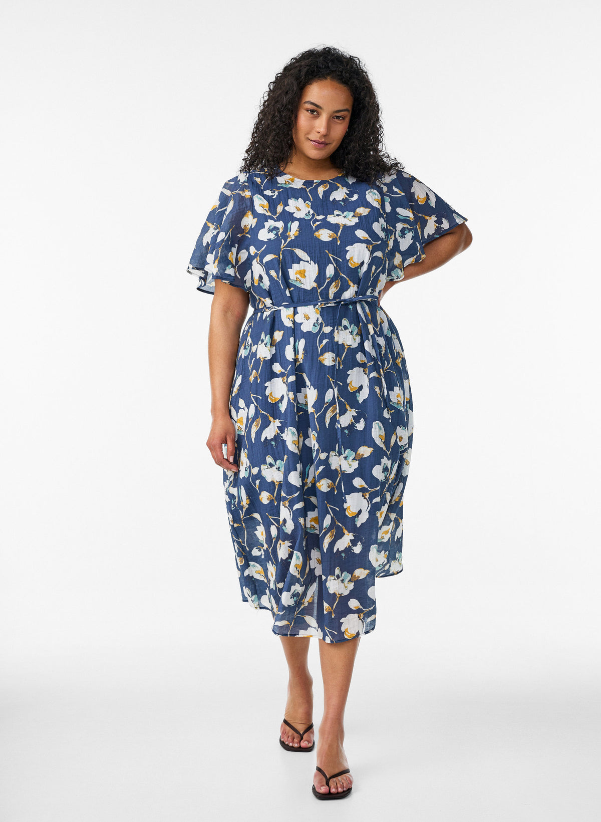 Zizzi Nora Dress in Floral Navy 