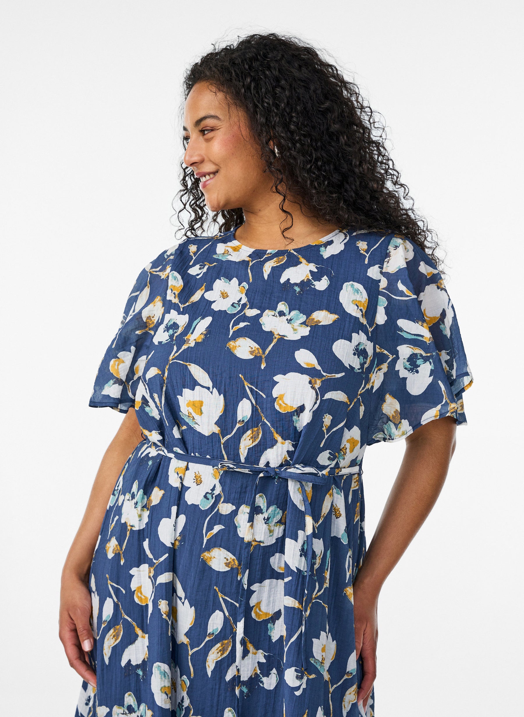 Zizzi Nora Dress in Floral Navy 