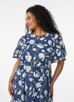 Zizzi Nora Dress in Floral Navy 