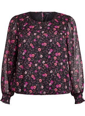 Zizzi Paula Floral Blouse in Black