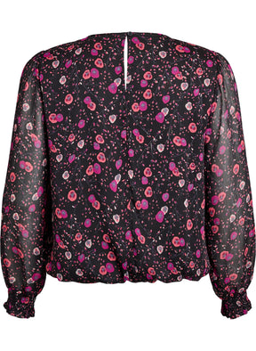 Zizzi Paula Floral Blouse in Black