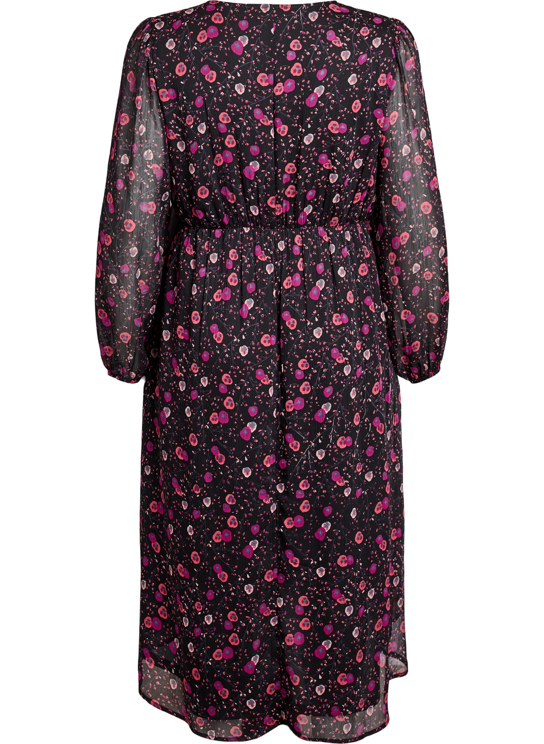Zizzi Paula Floral Dress in Black