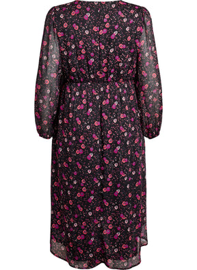 Zizzi Paula Floral Dress in Black