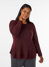 Zizzi Peplum Knit Top in Port Royal