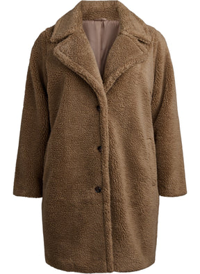 Zizzi Rosa Teddy Coat in Tan