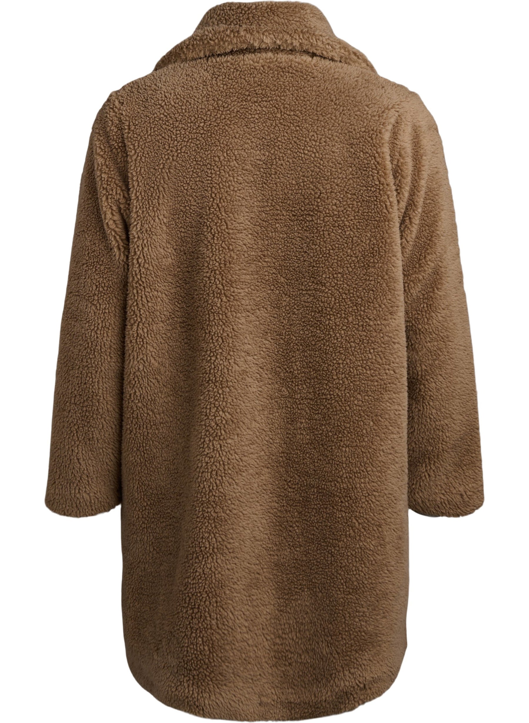 Zizzi Rosa Teddy Coat in Tan