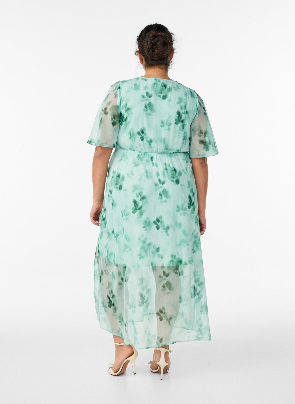 Zizzi Saina Floral Dress in Green
