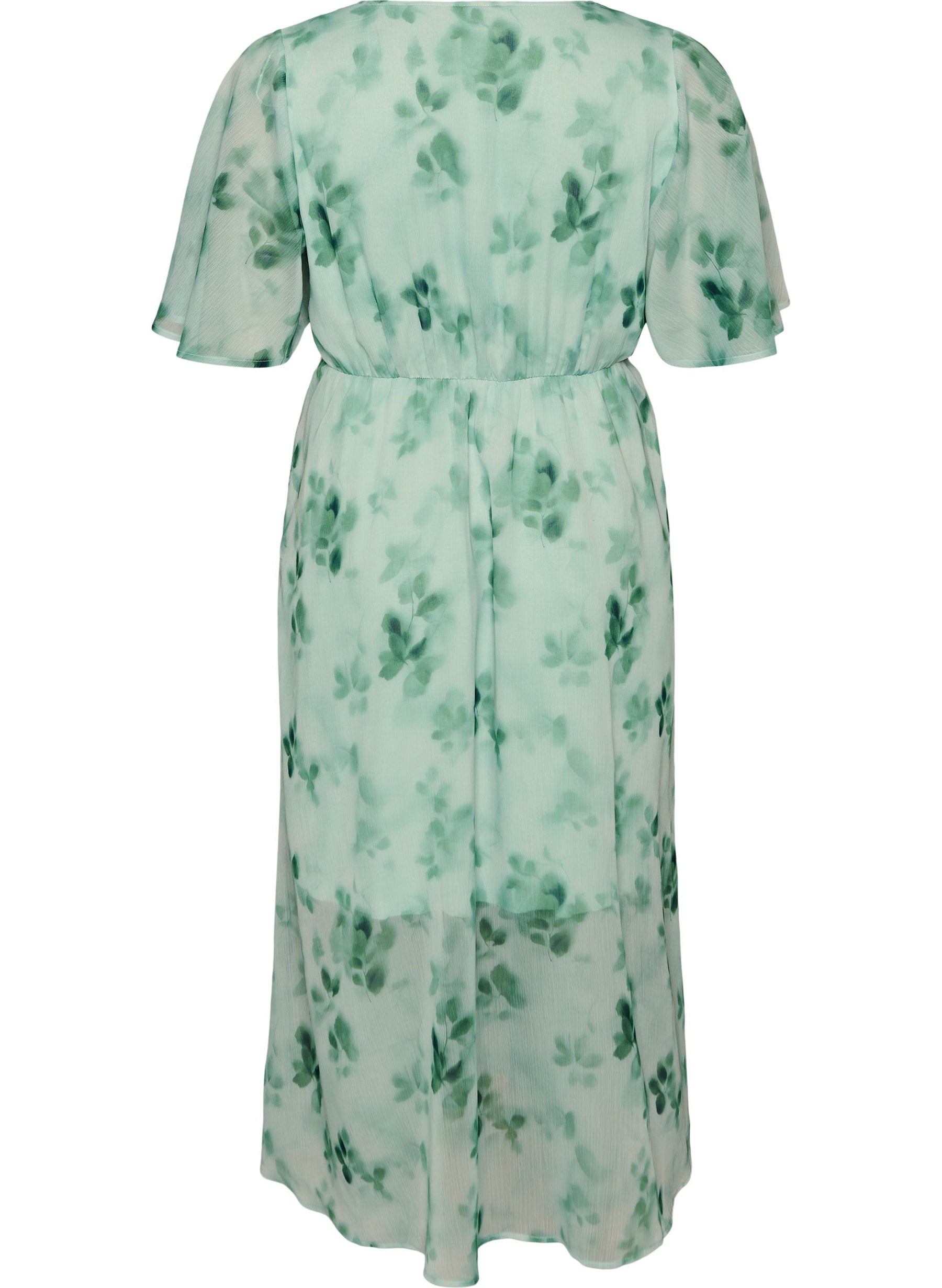 Zizzi Saina Floral Dress in Green 
