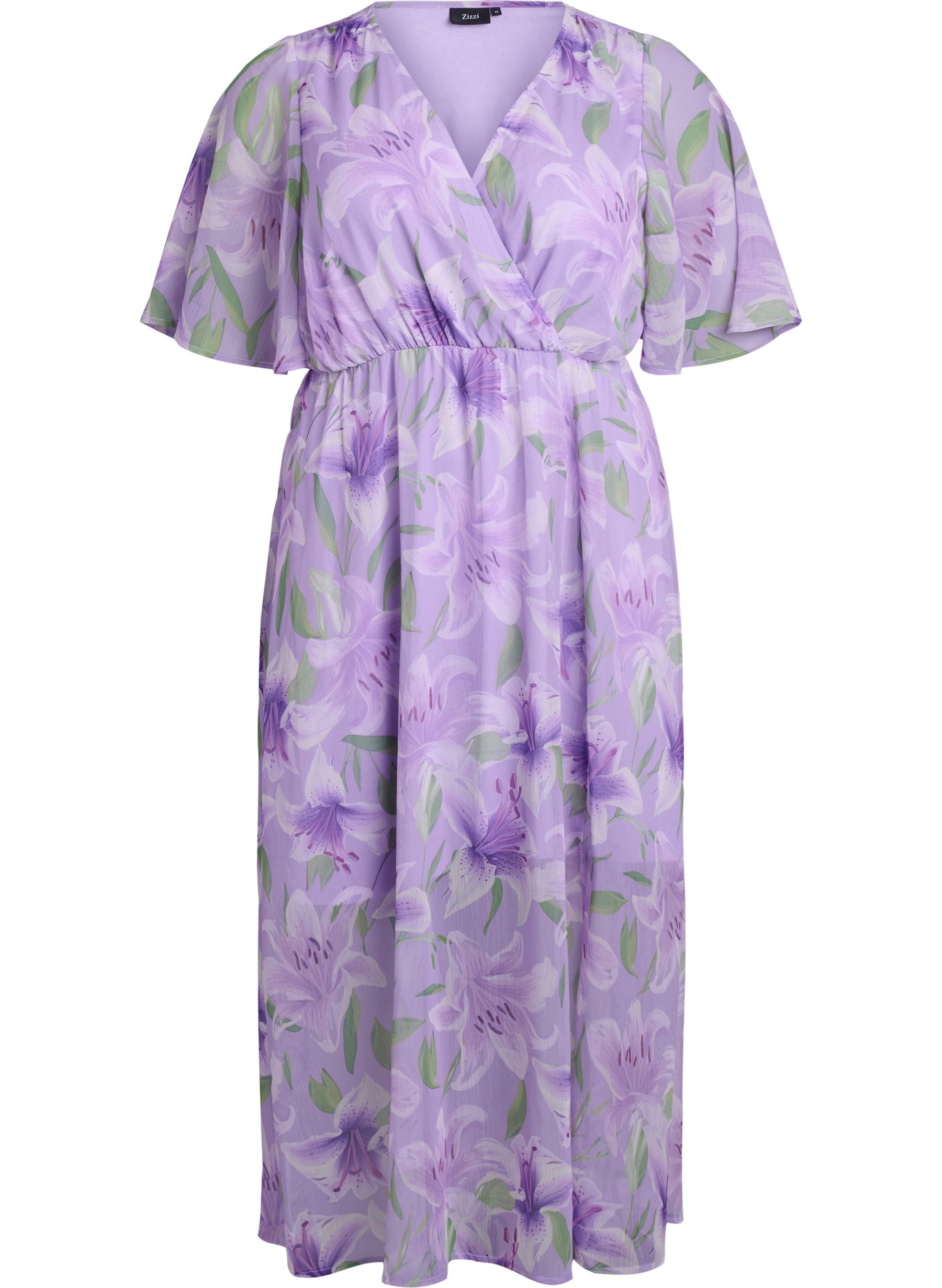 Zizzi Saina Floral Dress in Lilac 