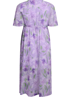 Zizzi Saina Floral Dress in Lilac 