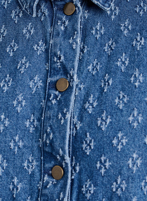 Zizzi Scallop Denim Jacket in Blue 