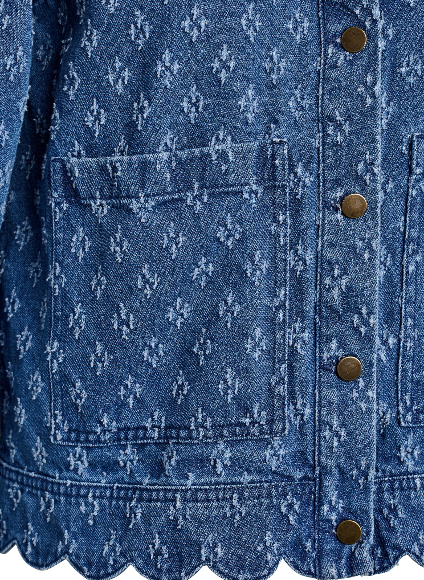 Zizzi Scallop Denim Jacket in Blue 